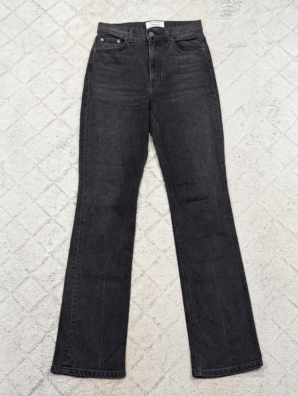 Reformation Jeans Womens 27 Black Erie Cindy Bootleg High Rise Cotton Stretch